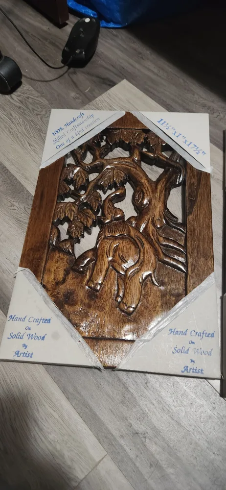 Hand Carved Wooden Elephant Wall Hanging image indicator(5)