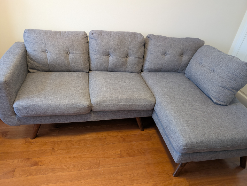 Grey fabric sectional sofa