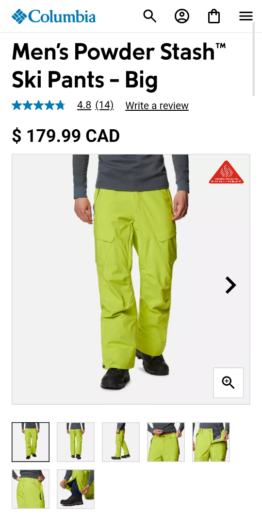 Men's Ski (Snowboard) Pants- Columbia. Size: Small