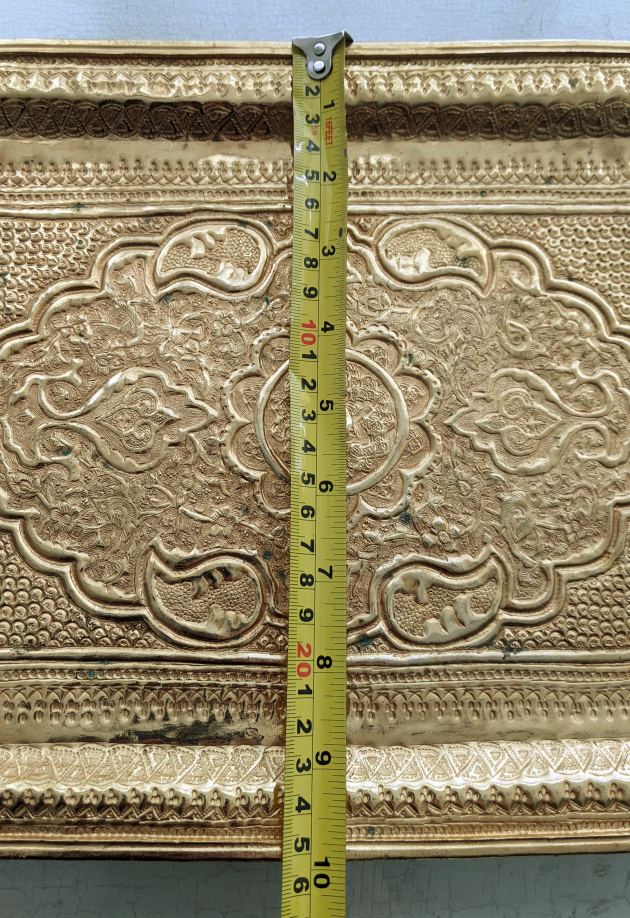Ornate Gold-Tone Metal Tray with Intricate Detailing - photo 4