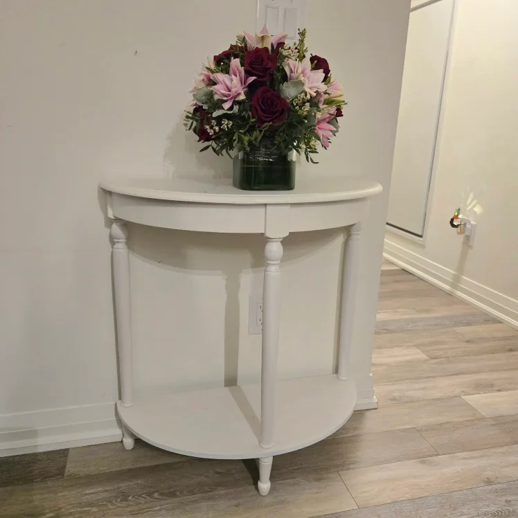 White Half-Moon Console Table thumbnail