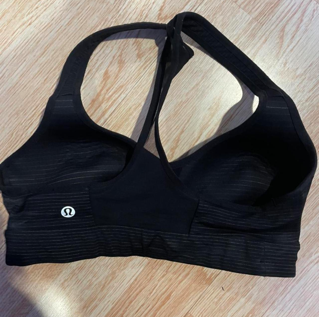 Lululemon Speed Up Bra - Black/Gold Stripe -Size 8 C/D Cup