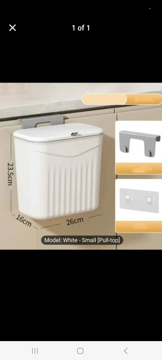 White Small Pull-Top Hanging Trash Can thumbnail