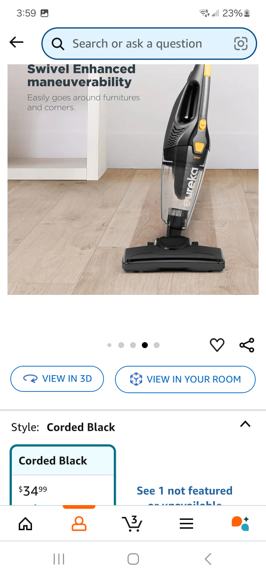 Eureka Corded Lightweight Stick Vacuum Cleaner