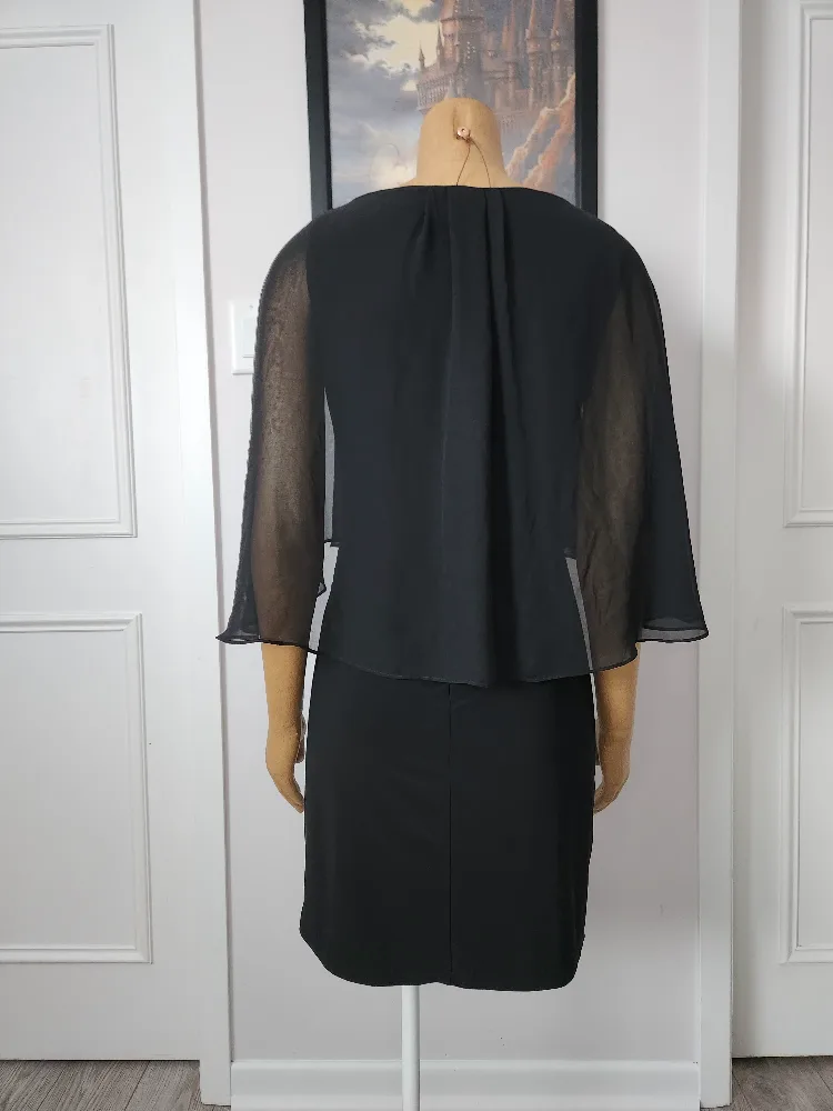 Chaps Black Chiffon Overlay Dress image indicator(5)