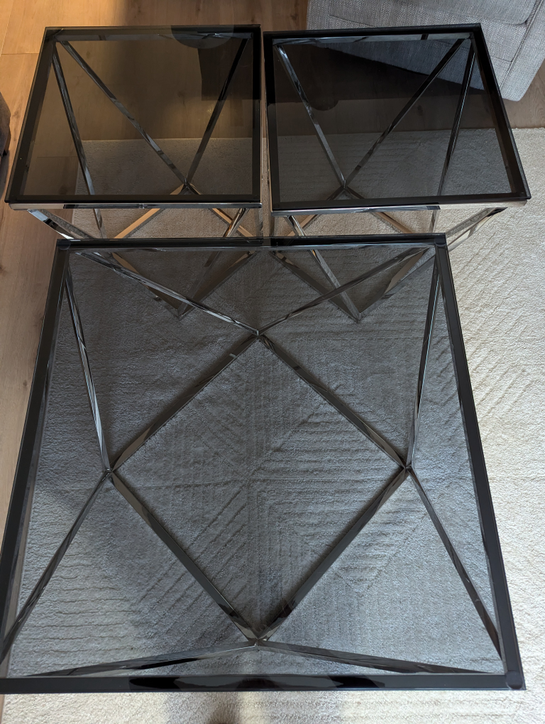 3 Piece Glass Coffee Table Set