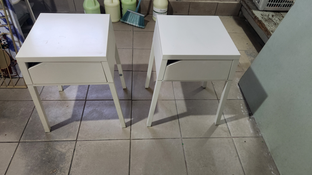 Pair of White IKEA MALM bedside tables