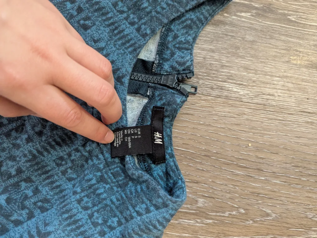 H&M Teal Patterned Long Sleeve Mini Dress Size S image indicator(2)