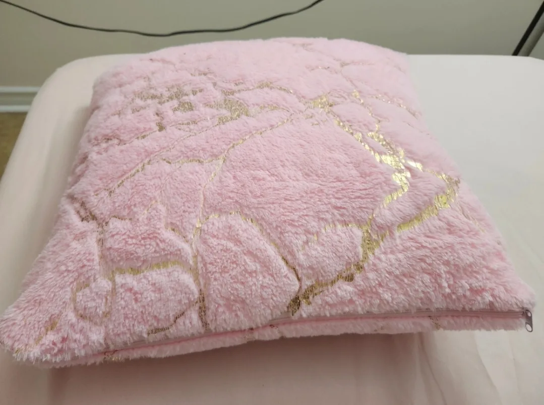 Pink and Gold Plush Throw Pillow cover image indicator(3)