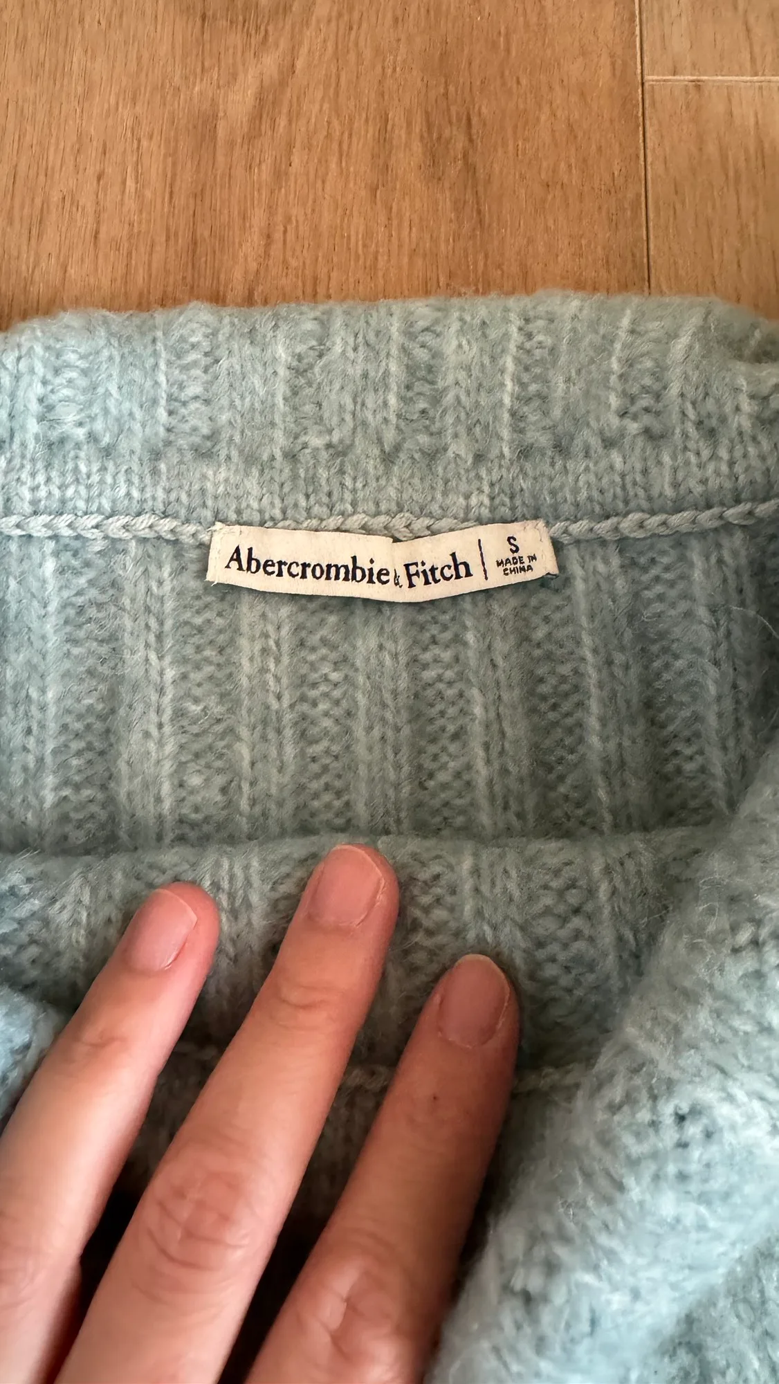 New! Abercrombie & Fitch lake blue chest-high sweater image indicator(4)