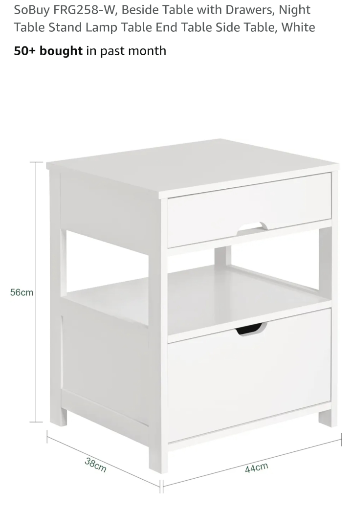White Nightstand with Drawers - photo 2