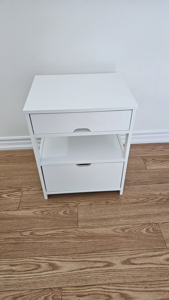 White Nightstand with Drawers - photo 3