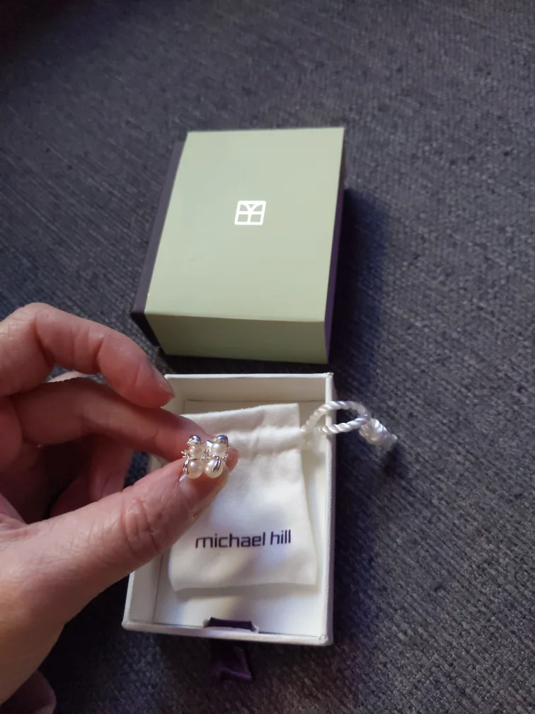 New Michael Hill Sterling Silver and Pearl Snowman Earrings image indicator(2)