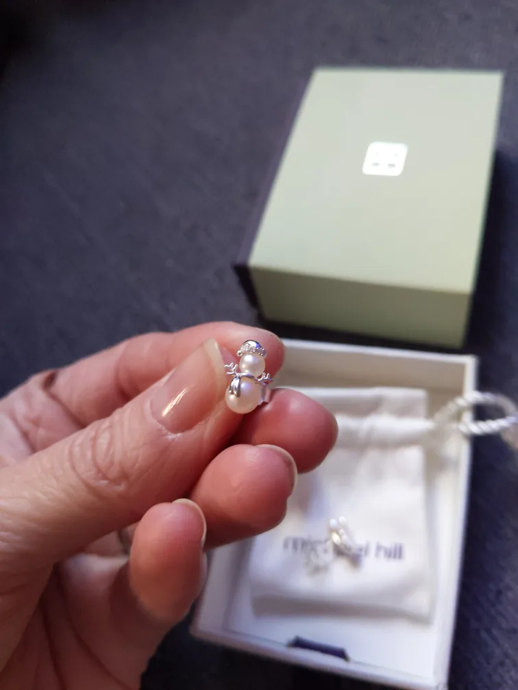 New Michael Hill Sterling Silver and Pearl Snowman Earrings image indicator(3)