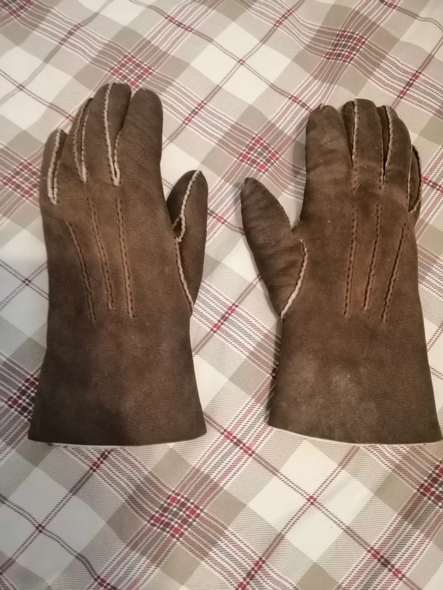 Brown Leather Gloves with Fur Cuffs - photo 2