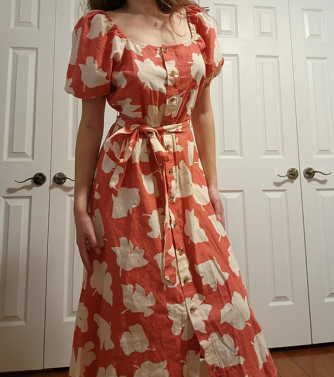 linen-blend midi dress image indicator(5)