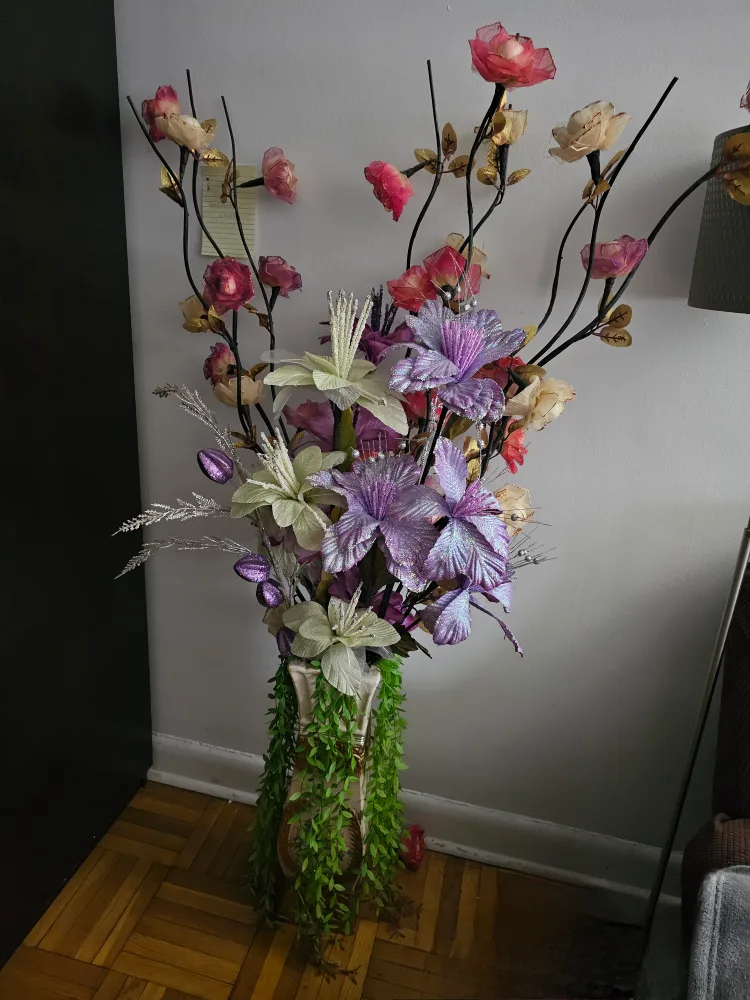 Large Artificial Flower Arrangement in Vase thumbnail