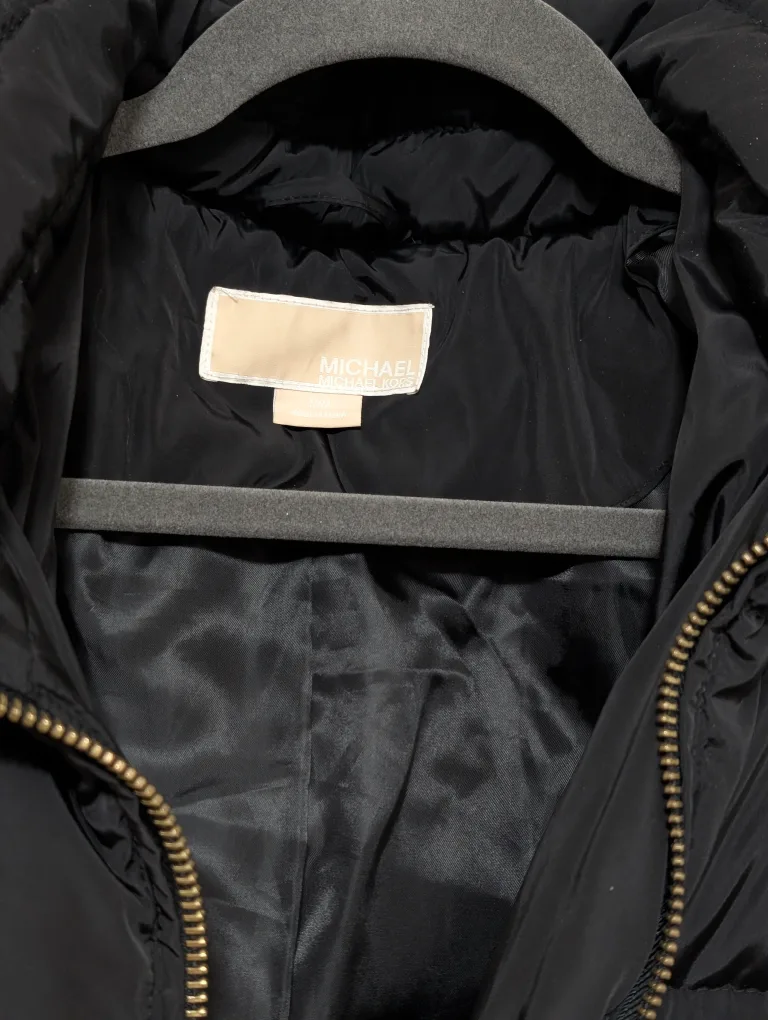 Michael Kors Black Puffer Jacket with Faux Fur Hood image indicator(2)