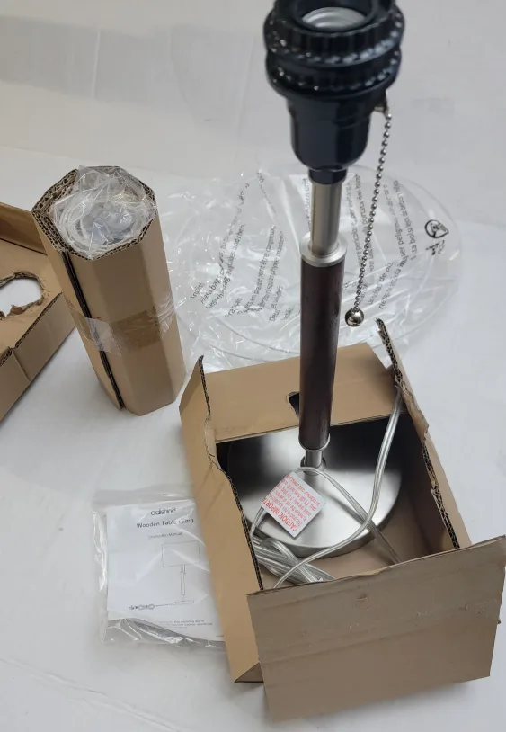 EDISHINE Mid Century Table Lamp, Solid Wood and Metal image indicator(9)