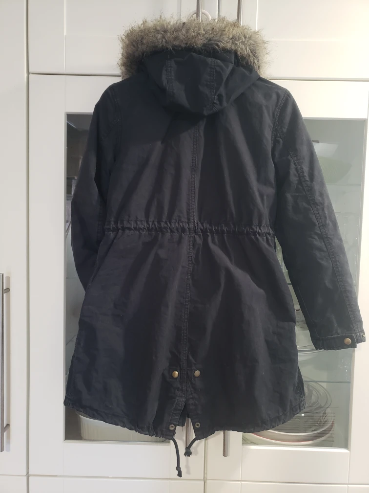 Old Navy Black Parka with Faux Fur Hood - Size M/M - photo 4
