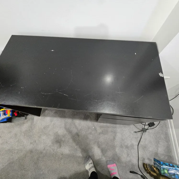 Black Desk with Drawer and Shelf