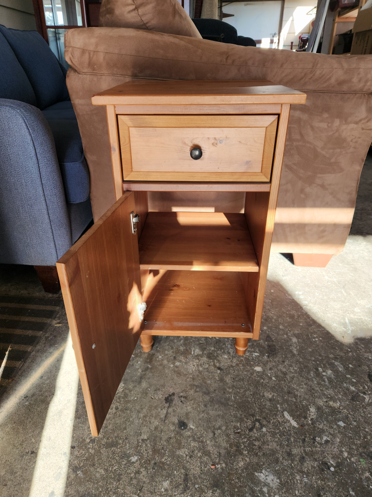 Wooden Nightstand with Drawer and Cabinet