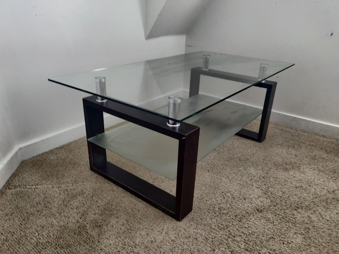 Glass Coffee Table with Shelf - photo 2