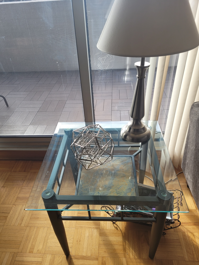 Glass and Metal End Table