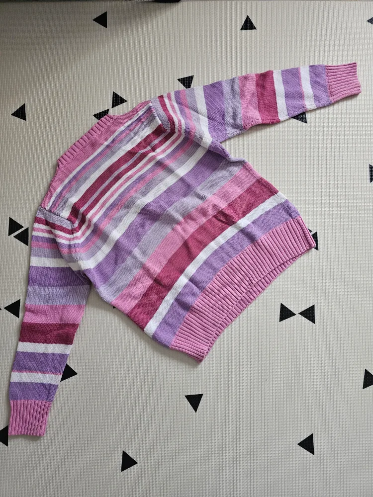 Striped V-Neck Thick Knit Sweater image indicator(3)