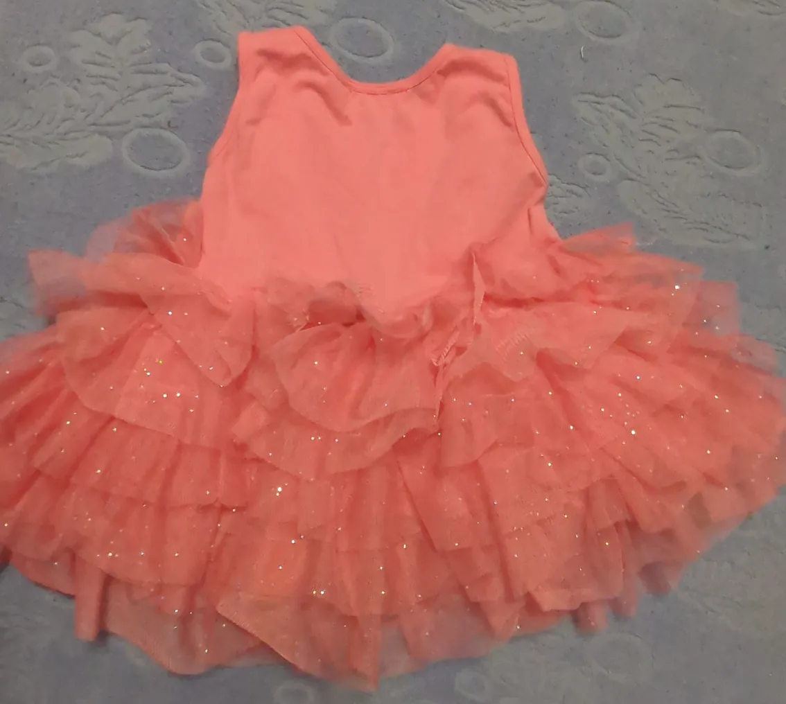 Baby dress ruffle in coral color image indicator(2)