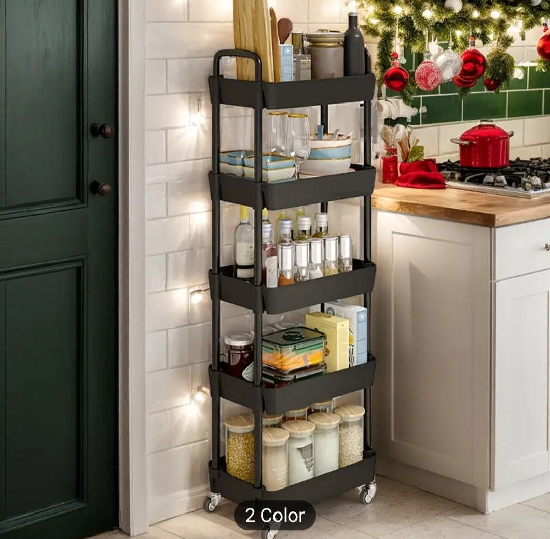 Five-Tier Rolling Storage Cart - Black