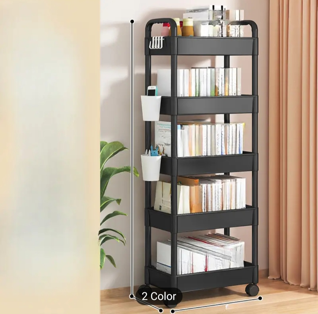 Five-Tier Rolling Storage Cart - Black - photo 2