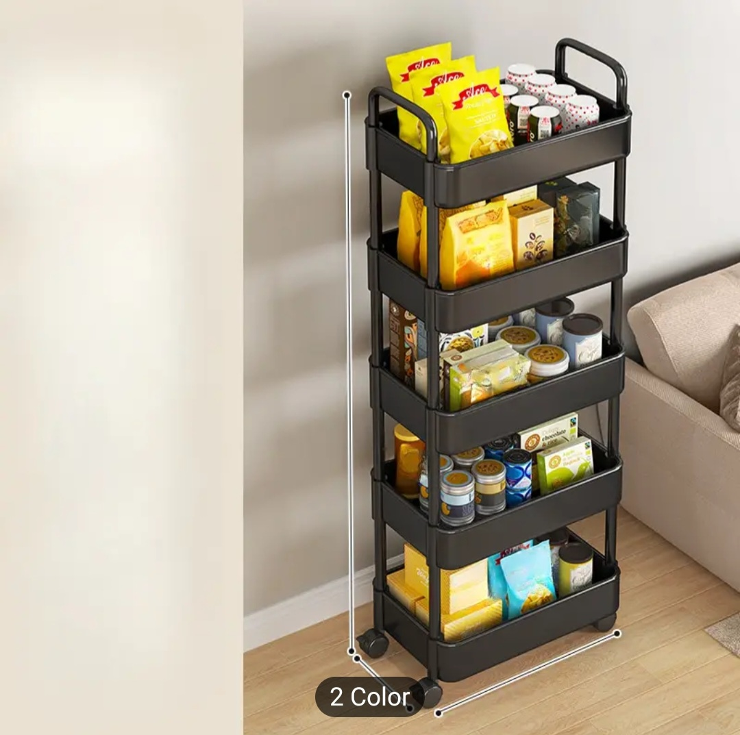 Five-Tier Rolling Storage Cart - Black - photo 4