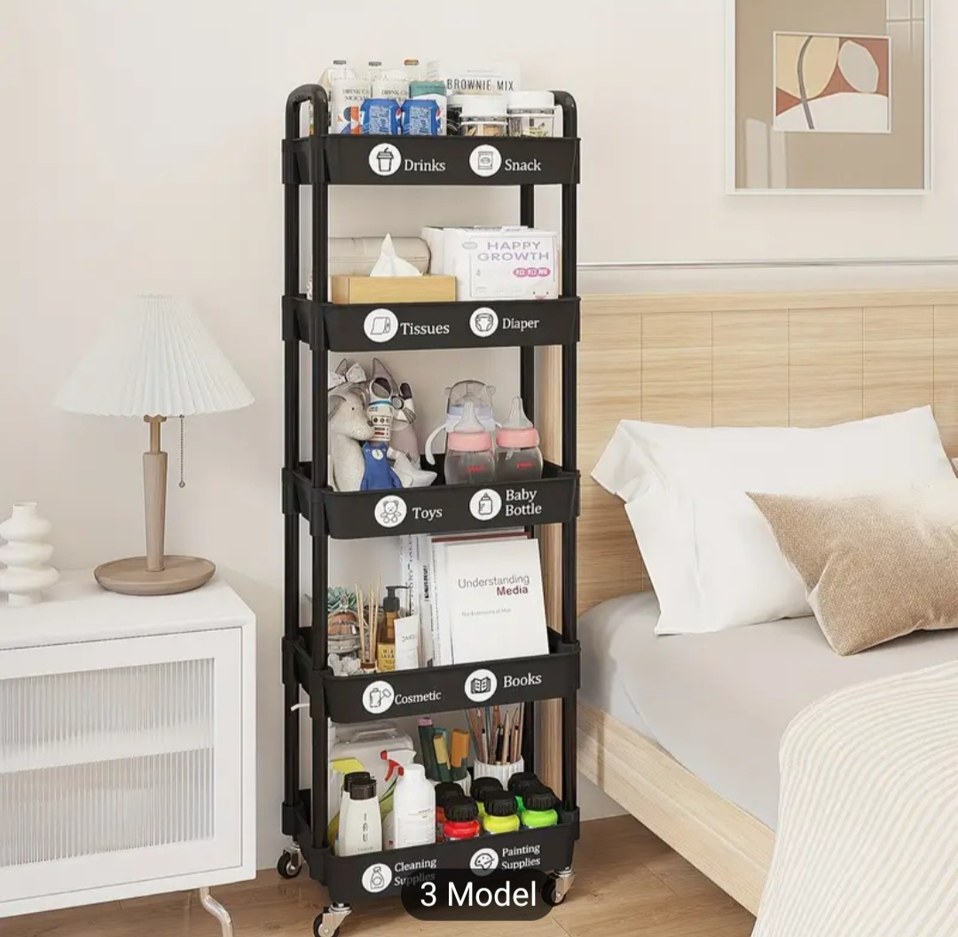Five-Tier Rolling Storage Cart - Black - photo 5
