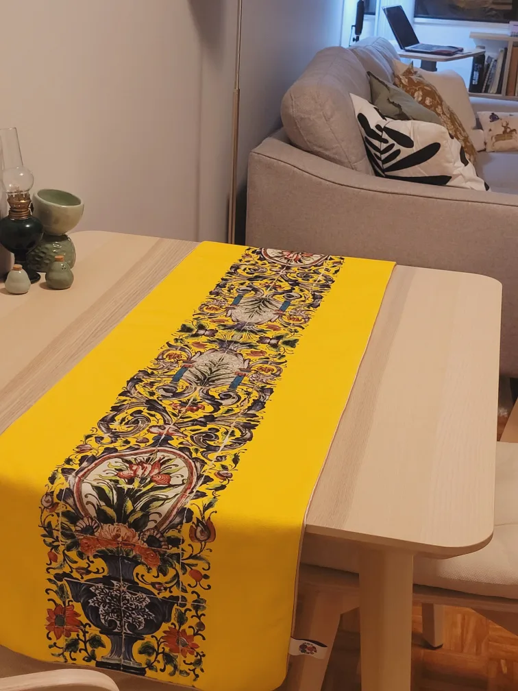 Velvet Table Runner with Floral Design image indicator(2)