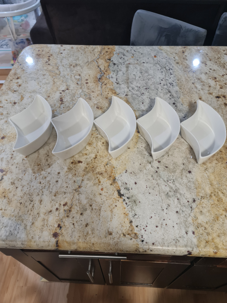 Set of 5 White Ceramic Serving Bowls