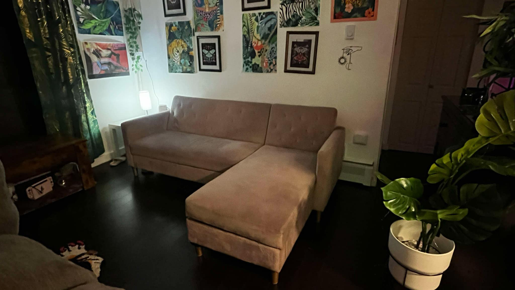 Pink Velvet L-Shaped Sectional Sofa - photo 2