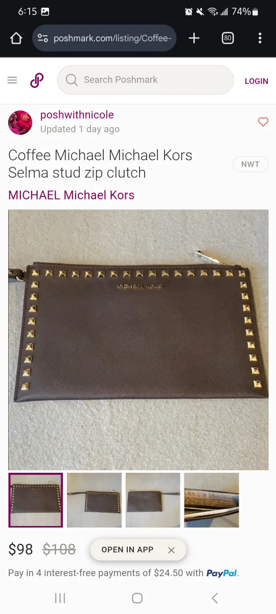 Michael Kors Selma Studded Zip Clutch image indicator(4)