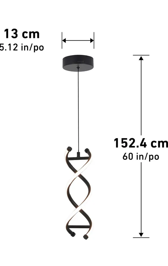 DNA 13W LED Modern Pendant Light Fixture, Black Finish image indicator(3)