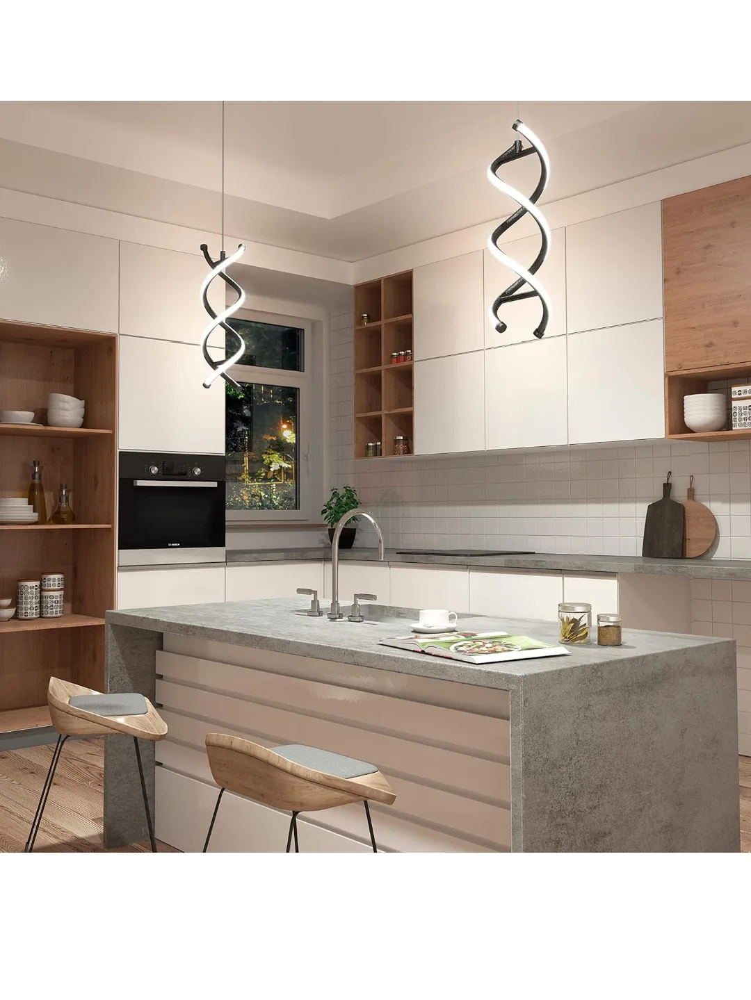 DNA 13W LED Modern Pendant Light Fixture, Black Finish image indicator(4)