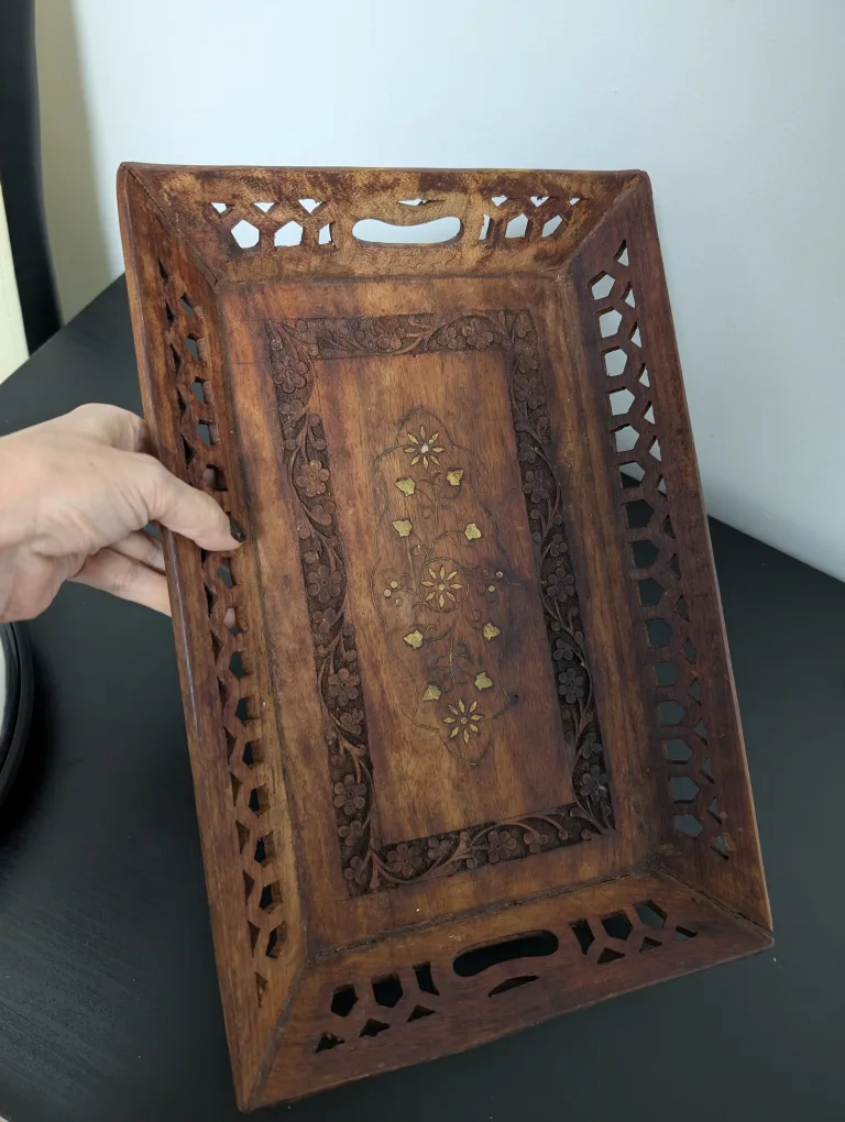 Intricately Carved Wooden Tray image indicator(2)