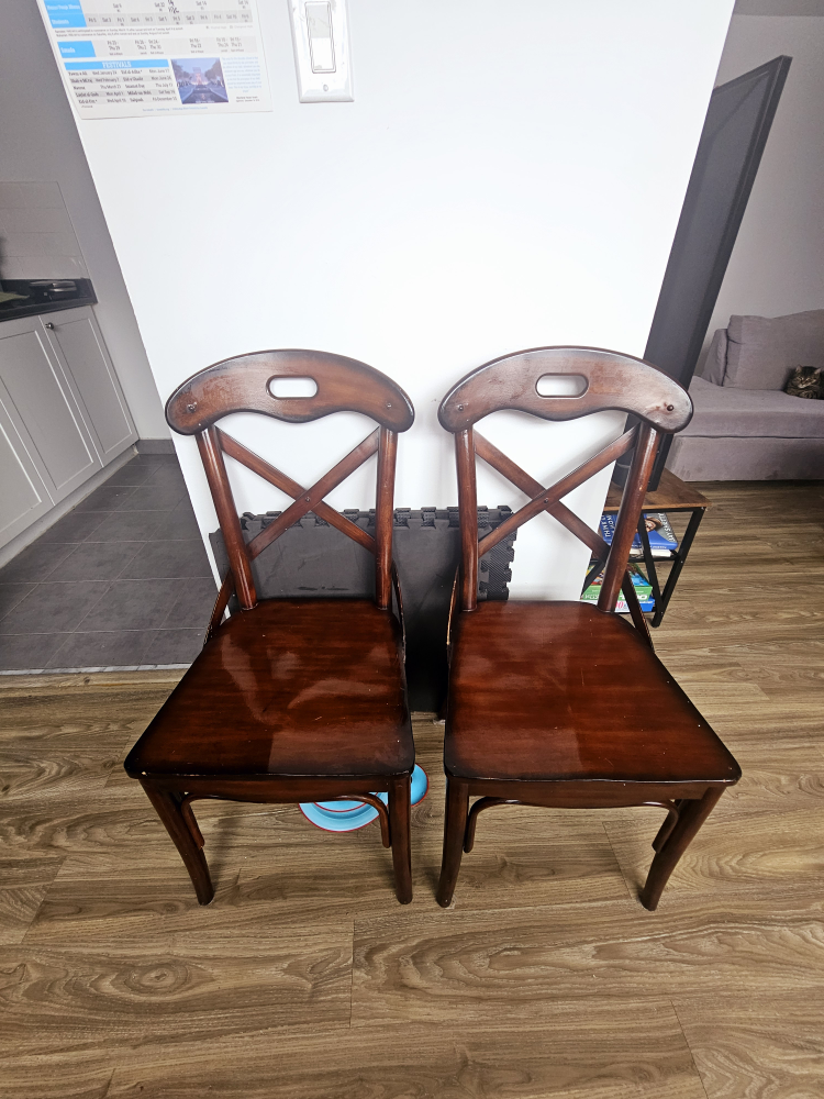 Pair of Dark Brown Wooden Dining Chairs
