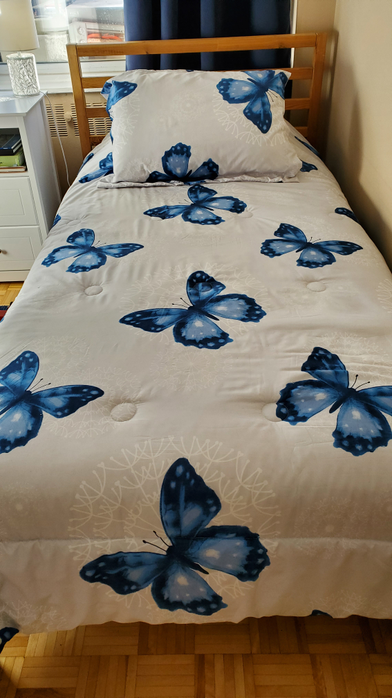 TWIN SIZE BED AND MATTRESS AND BEDDING