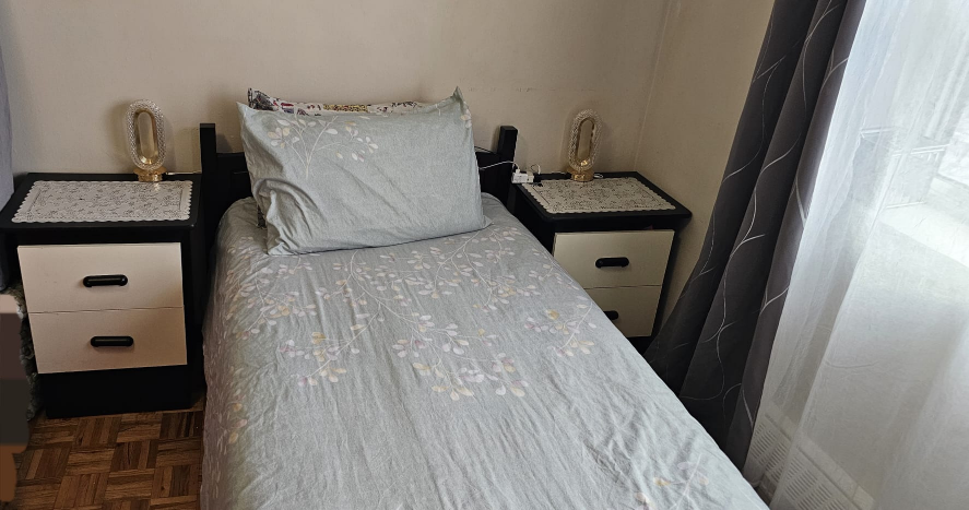 single bed  dresser mirror  2 night table and drwer