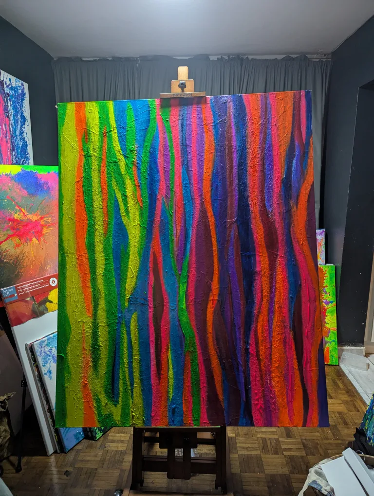 Large Abstract Neon Painting - Original Artwork thumbnail