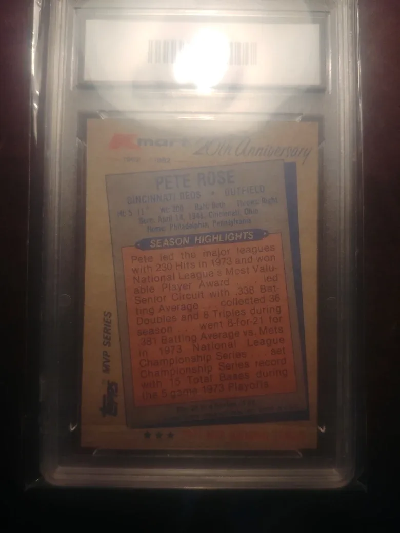1982 Topps Kmart 20th Anniversary Pete Rose #24 Graded Gem MT 10 image indicator(3)