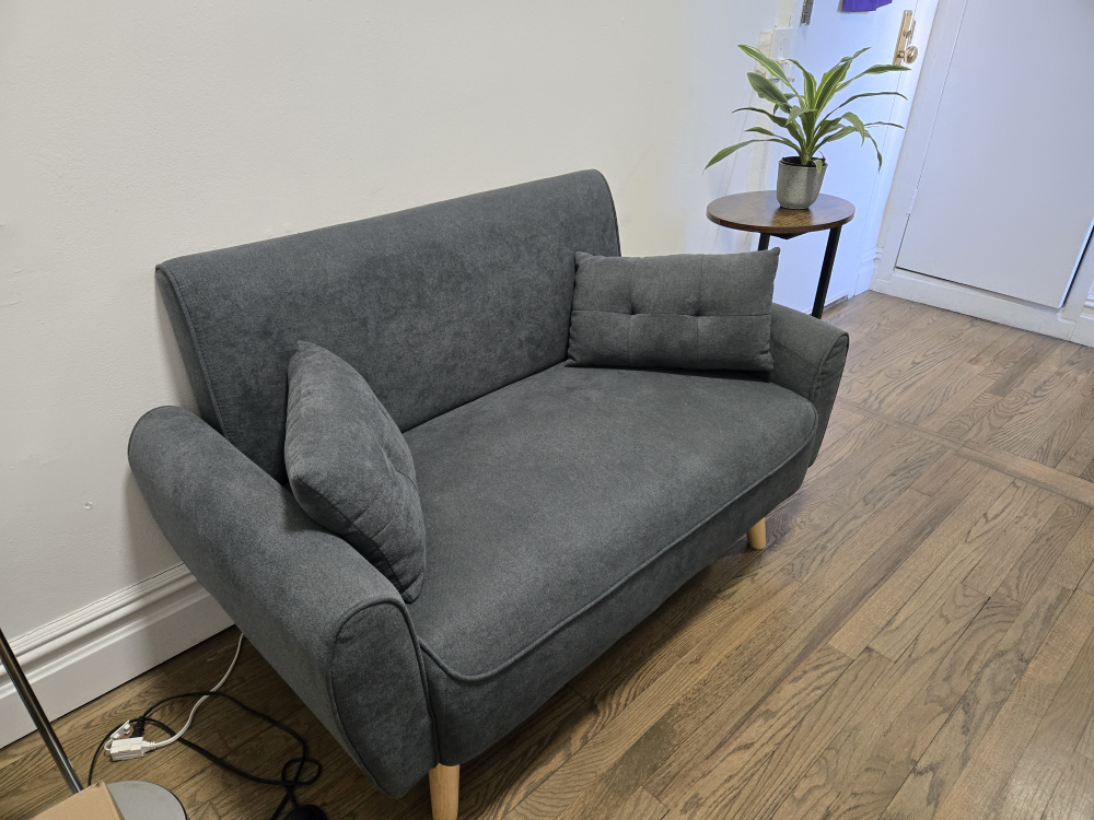 Dark Gray Rolled Arm Loveseat with Two Pillows - photo 3