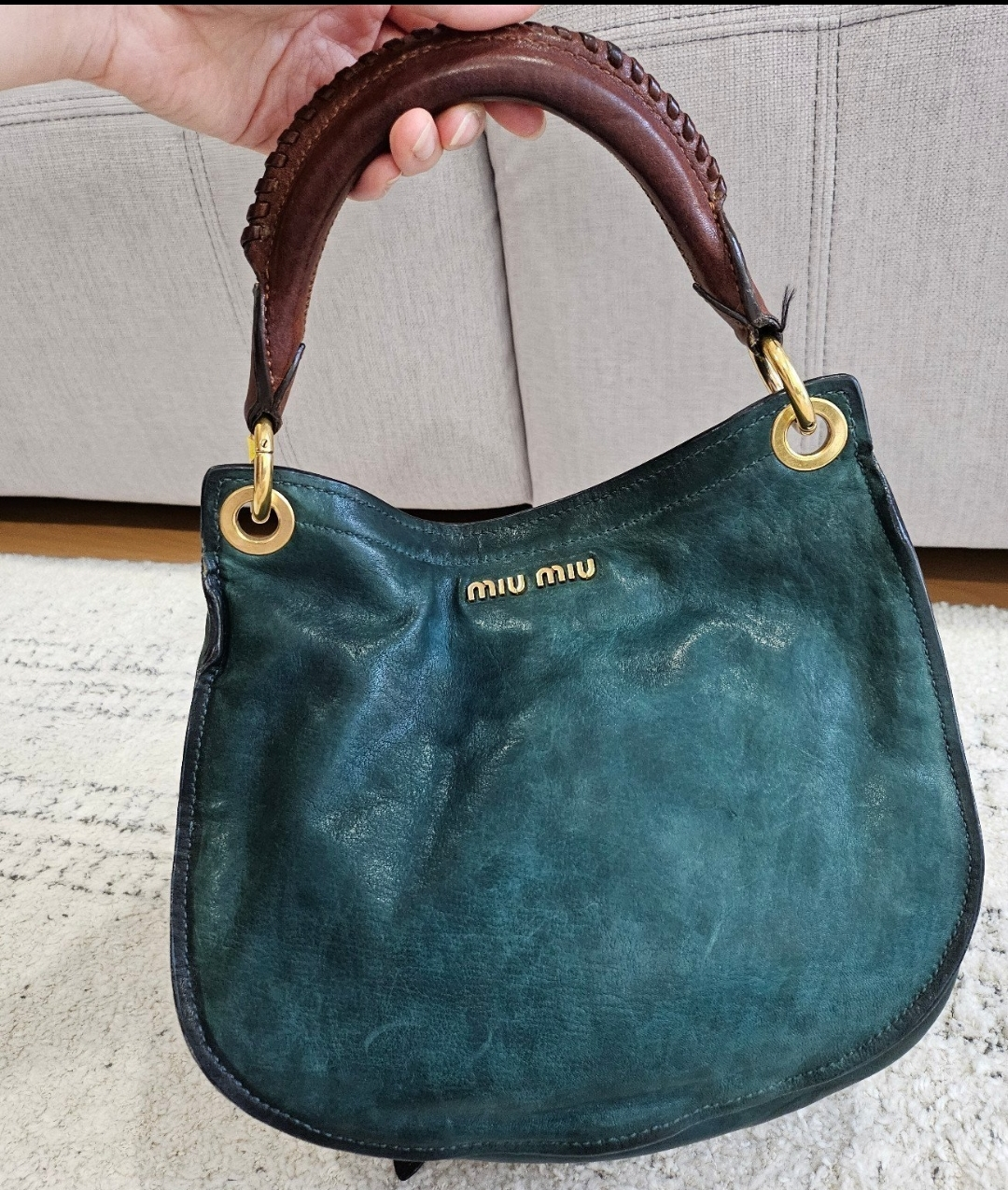 Authentic MIU MIU Vintage Teal Aviator Flap Hobo Bag - photo 5