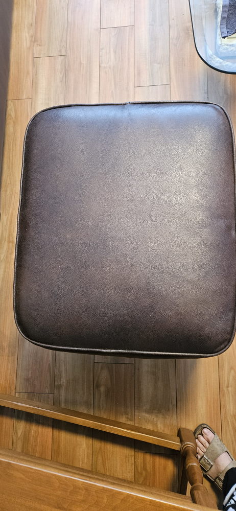 Dark Brown Leather Ottoman - photo 2