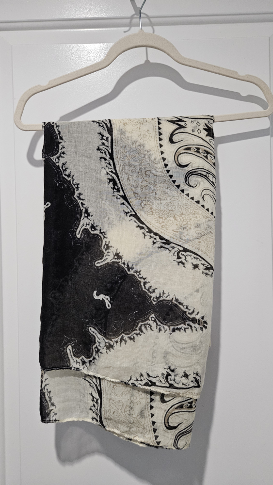 Black and White Patterned Scarf